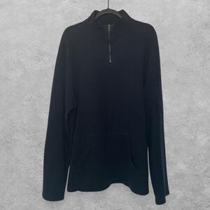 James Perse Mens 1/4 Zip Sweatshirt Pocket Navy XXL Quiet Luxury